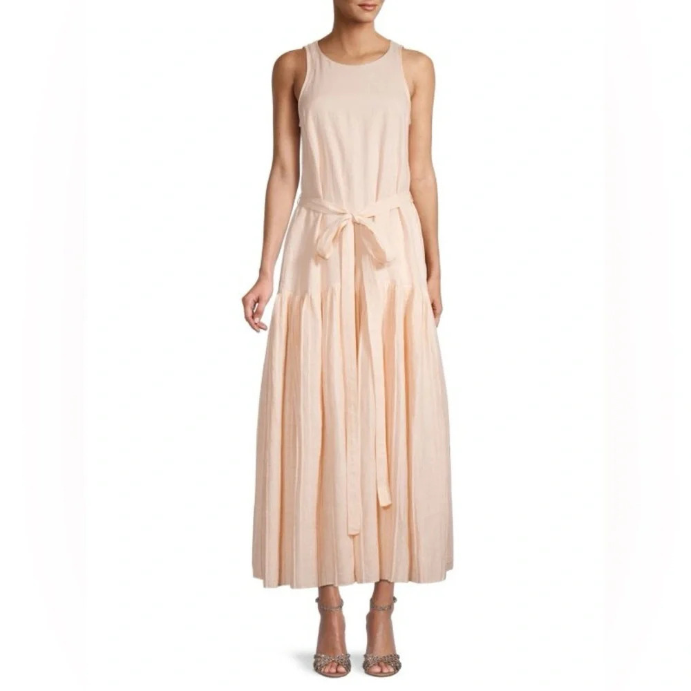 Rebecca Taylor Belted Drop-Waist Sleeveless Maxi Dress, size Large